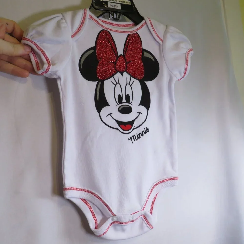Baby Minnie Mouse Disney 2pc bodysuit & leggings 3-6mts glittered, tulle accent